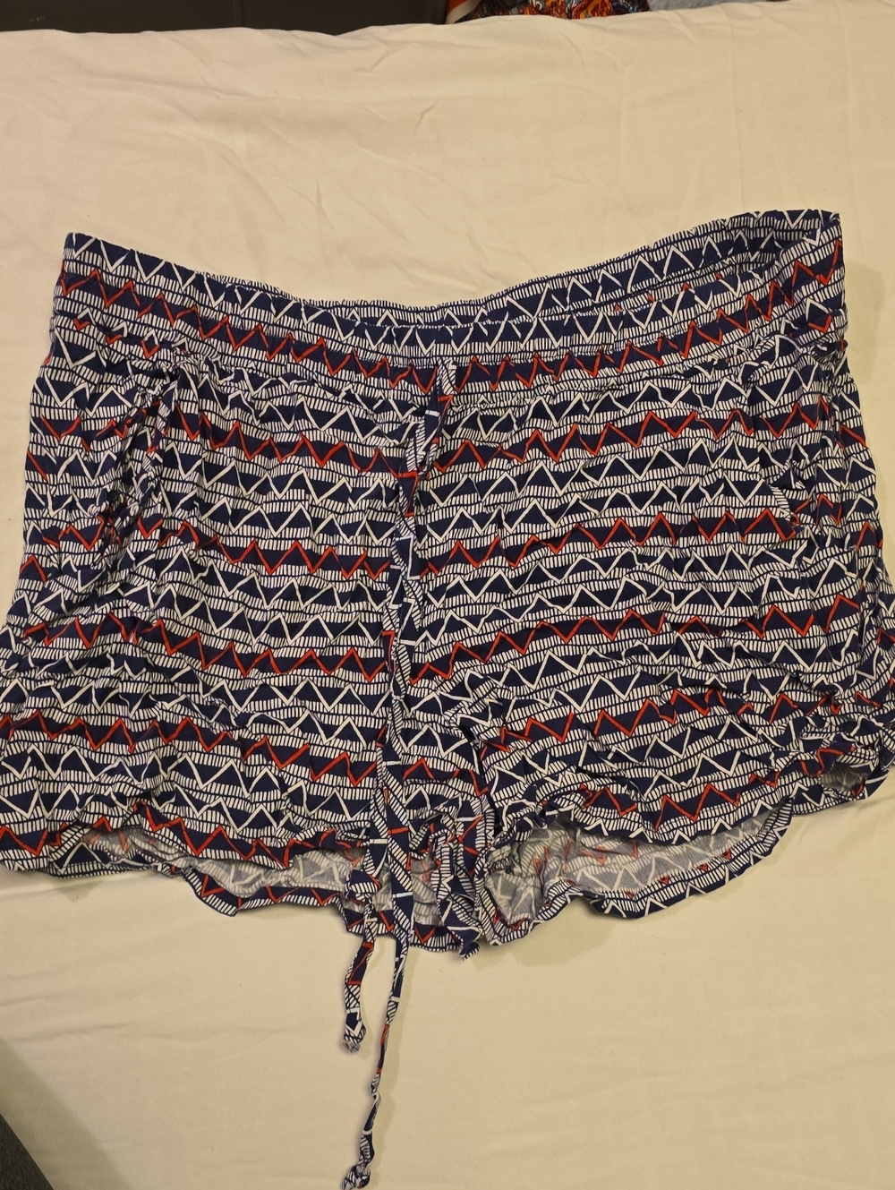 BeBop Navy White Red Geometric Drawstring Athletic Shorts